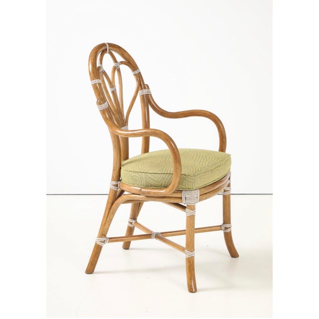 McGuire San Francisco Rattan With Rawhide Dining Chairs Set of 8 For Sale - Image 10 of 18