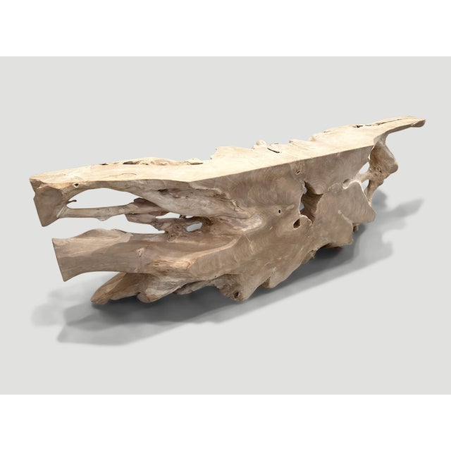 Andrianna Shamaris Monumental Bleached Teak Wood Console Table For Sale - Image 12 of 18
