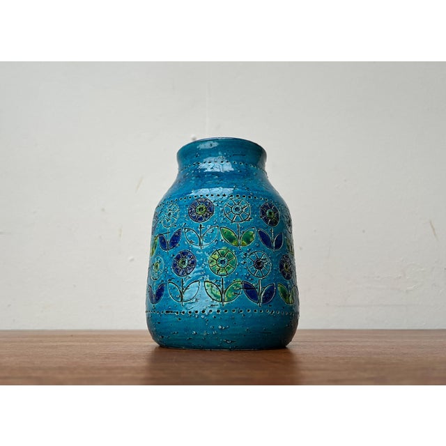 Mid-Century Modern Mid-Century Modern Flower Design Pottery Vase by Aldo Londi for Bitossi, Italy, 1960s For Sale - Image 3 of 16
