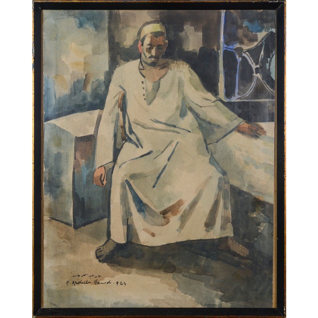 Hamed Abdalla, Arab Gentleman, 1950s, Watercolor & Paper For Sale