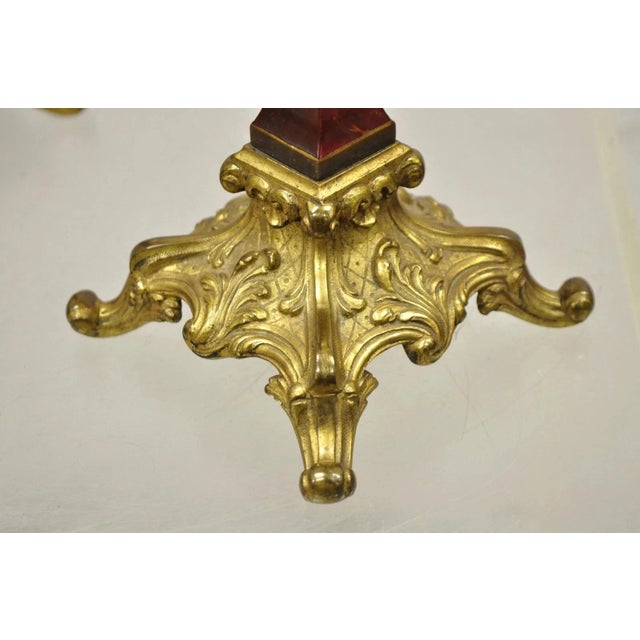 Antique French Louis XV Rococo Style Gold Gilt Bronze Candelabras - A Pair For Sale - Image 9 of 12