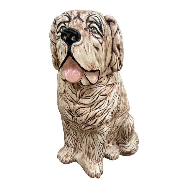 Vintage Ceramic Hand Crafted Life Size Dog For Sale
