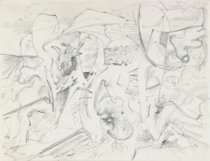 Hectic Vintage Abstract Sketch 1940-50s Graphite
