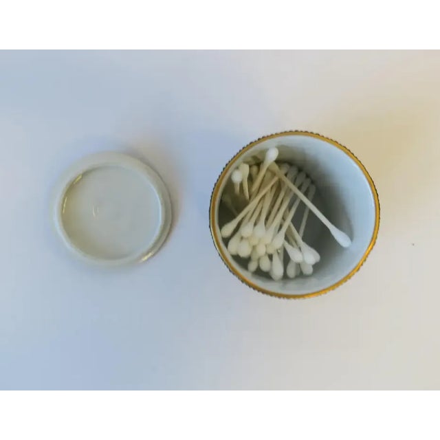 Italian Porcelain Vanity Box by L'Objet, Dark Charcoal Grey and Gold, Italy For Sale In New York - Image 6 of 8