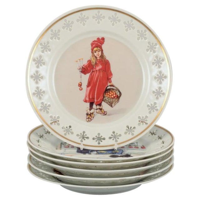 Porcelain Plates with Motifs from Carl Larssons Paintings from Bing & Grøndahl, 1960s, Set of 6 For Sale - Image 9 of 9