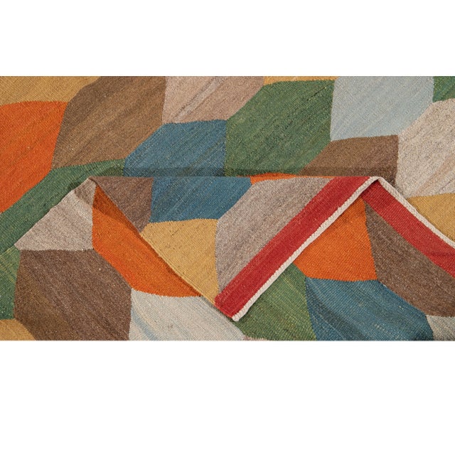 Modern 21st Century Modern Kilim Wool Rug For Sale - Image 3 of 13