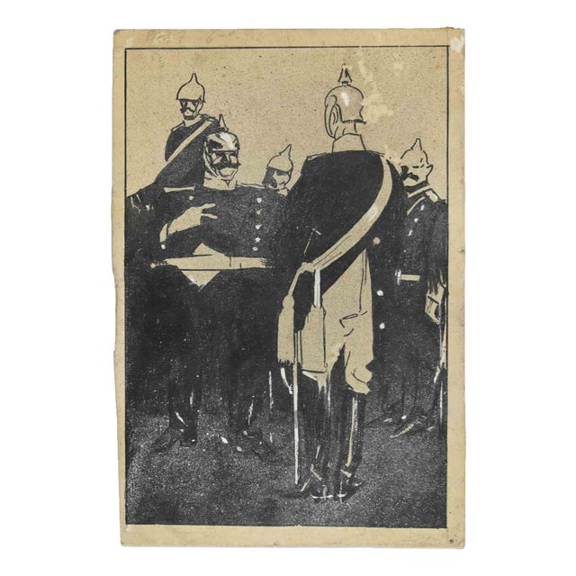 Gabriele Galantara, Austrian Soldiers, Mixed Media Drawing, 1916 For Sale