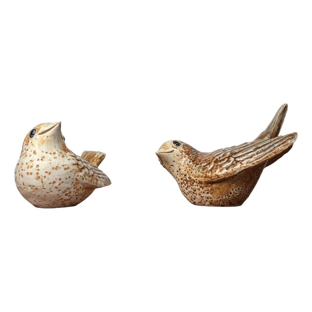 Mid-Century Modern Danish Studio Pottery Bird Figurines by Poul Hauch Carlsen, 1960s, Set of 2 For Sale