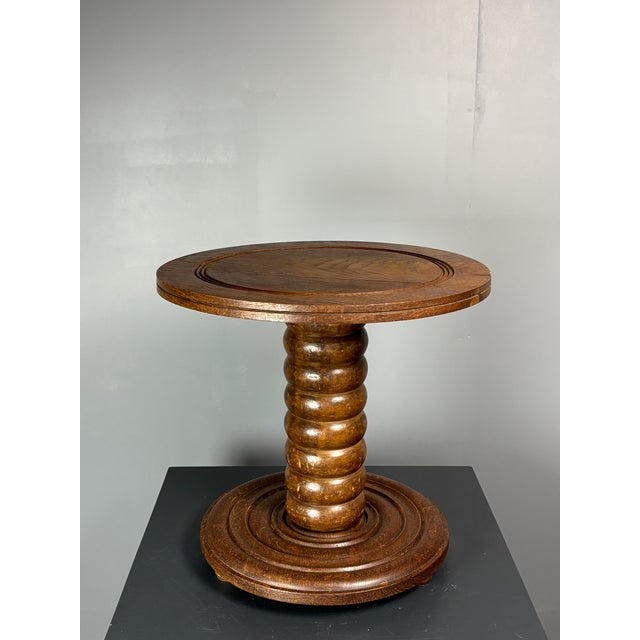 Chunky Low Turned Wood Brutalist Side Table in the style of Charles Dudouyt, 1950s For Sale - Image 13 of 17