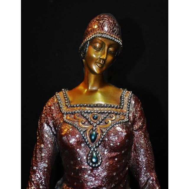 after Demetre Chiparus, Art Deco Sculpture, Bronze and Marble For Sale - Image 13 of 18