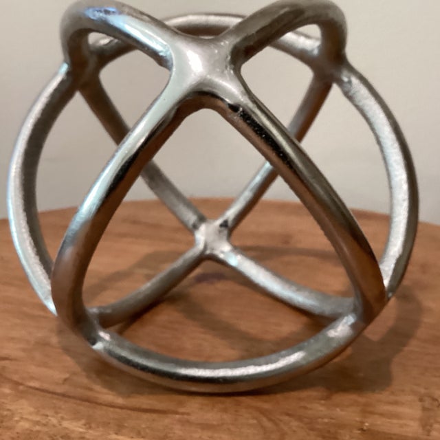Mid 20th Century Sphere Art Sculpture Aluminum Paperweight Brutalist Style For Sale - Image 11 of 12