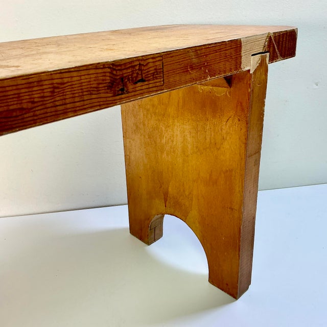 Early 20th Century Early 20th C French Country Farmhouse Folk Art Wood Bench For Sale - Image 5 of 14