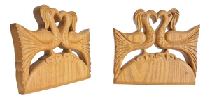 Vintage Wood Bird Handmade Bookends, Set of 2