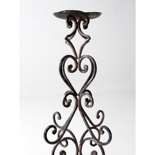Vintage Scrollwork Iron Candle Stand For Sale - Image 15 of 17
