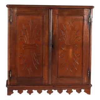 Antique Eastlake Walnut Hanging 2-Door Medicine Cabinet Circa 1880 For Sale