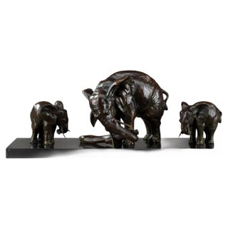 Art Deco Elephant with Baby Elephants by Ulisse Caputo For Sale