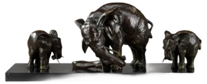Art Deco Elephant with Baby Elephants by Ulisse Caputo