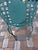 Late 20th Century Vintage Turquoise Iron Garden Bistro Set With Floral Mosaic Folding Chairs For Sale - Image 5 of 12