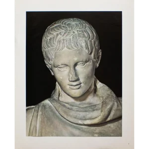 "Head of Marble Statue of a Young Athlete Resting", Original 1940s Swiss Photogravure