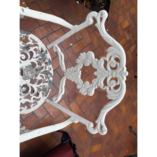 Set of 4 Vintage Hollywood Regency Molla Cast Aluminum Arm Chair For Sale - Image 11 of 12
