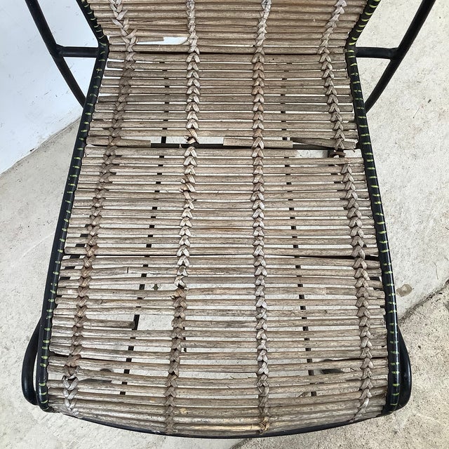 Mid 20th Century Vintage Wrought Iron & Woven Reed Dining Chair in the Style of Brown Jordan For Sale - Image 5 of 12
