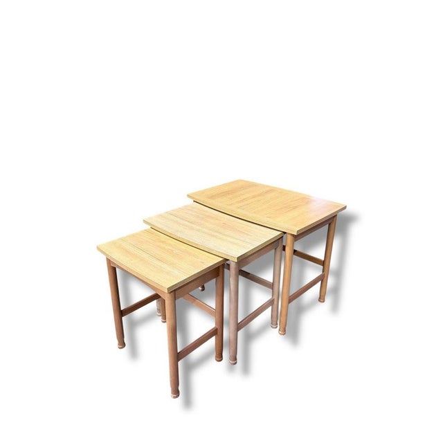 Contemporary Vintage Teak Nesting Tables from Schreiber, Set of 3 For Sale - Image 3 of 9