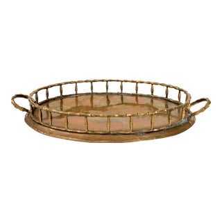 Faux Bamboo Brass Tray For Sale