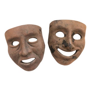1920s Earthenware Comedy & Tragedy Masks For Sale