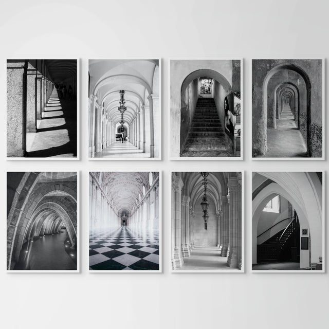 Set of 8 - 'Arches' #1 Unframed Contemporary Black and White Gallery Wall of Photographs Installation For Sale - Image 10 of 10