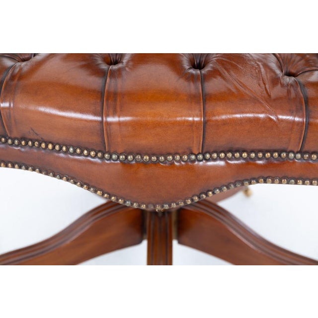 Gold Leather Captain's Chair Swivel Desk Seat, 1920s For Sale - Image 8 of 9