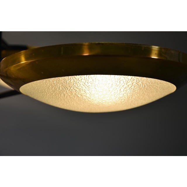 Six Disc Brass and Glass Ceiling Lamp from Stilnovo, Italy, 1950 For Sale - Image 11 of 14