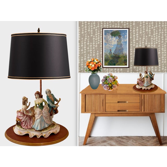 Mid-Century Capodimonte Porcelain Table Lamp - Musical Trio For Sale - Image 10 of 12