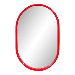 Italian 1960s Mod Oval Red Acrylic Mirror For Sale