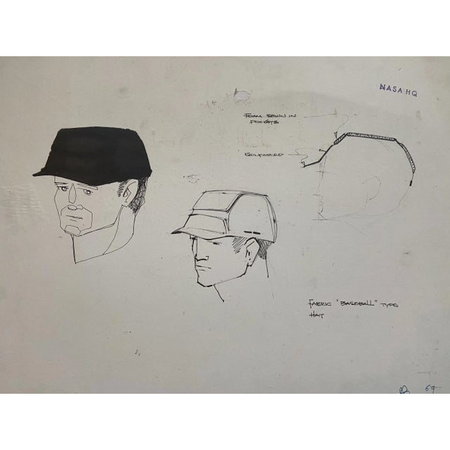 Raymond Loewy & William Snaith, Helmeted Man 3 for NASA, 1968, Pencil Drawing For Sale - Image 6 of 6