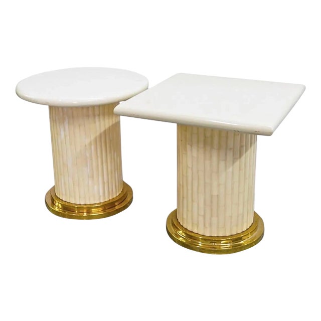 Enrique Garcia Acrylic and Gilt Brass Side Table - A Pair For Sale