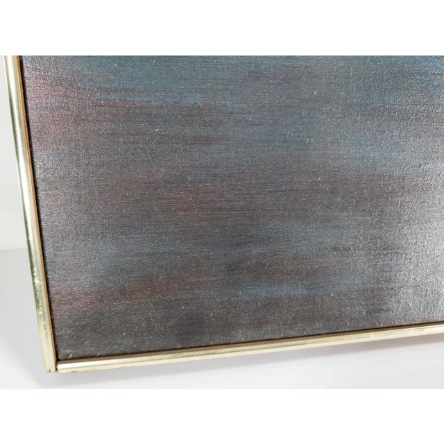 Mid-Century Modern Abstract Expressionist Blue Oil Painting For Sale - Image 4 of 5