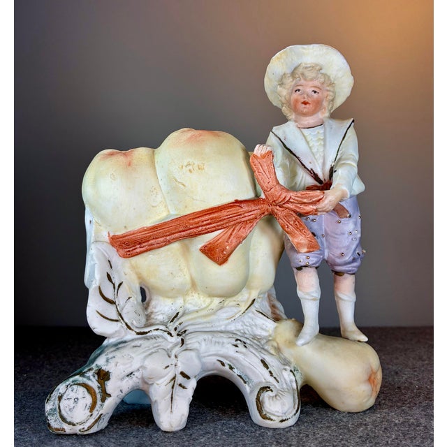 Antique Bisque Hand Painted Figural Planter For Sale In Orlando - Image 6 of 8