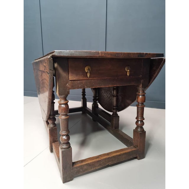 Brown 17th Century Oval Oak Drop Leaf Table For Sale - Image 8 of 16