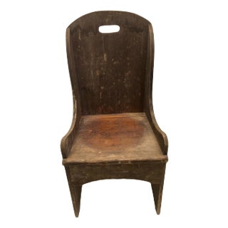 Late 19th Century Primitive Child’s Settle Chair With Rear Drawer For Sale