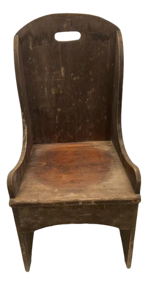 Late 19th Century Primitive Child’s Settle Chair With Rear Drawer