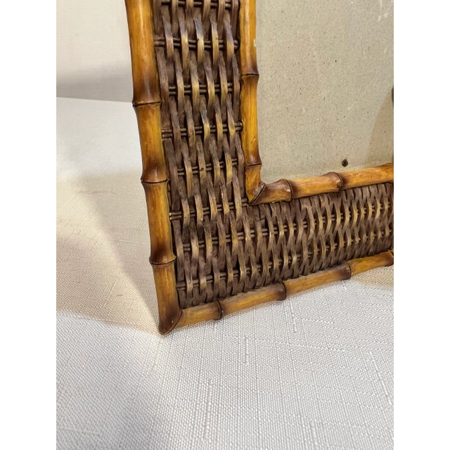Chocolate Vintage Palm Beach Regency Bell Hop Monkey Playing Drummer Picture Frame With Faux Bamboo and Wicker Accents For Sale - Image 8 of 10