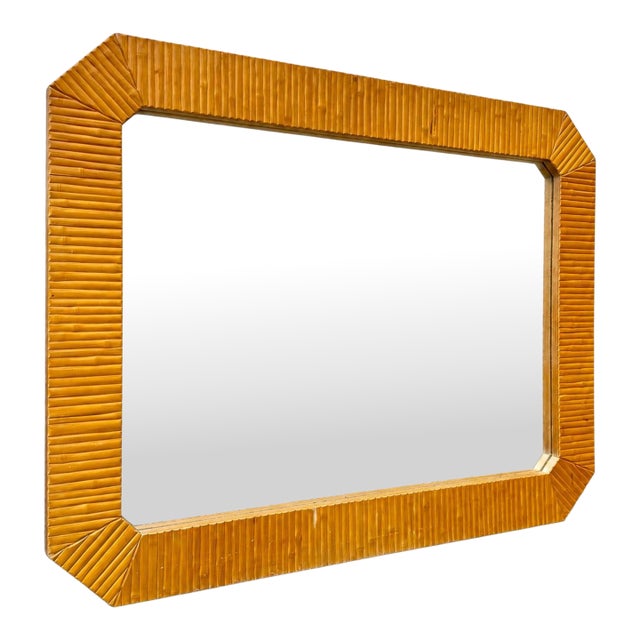 Large Modern Faux Bamboo Wall Mirror For Sale