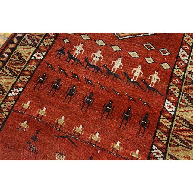 Late 19th Century 1890s Red Geometric Tribal Antique Nw Persian Rug 3'10" X 8'6". Handknotted Wool Carpet For Sale - Image 5 of 6