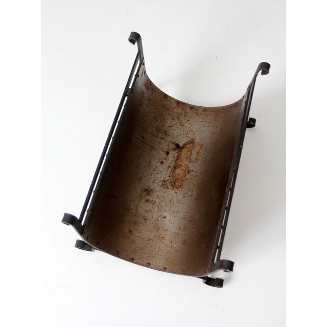 Vintage Iron and Steel Fireplace Log Holder For Sale - Image 11 of 17