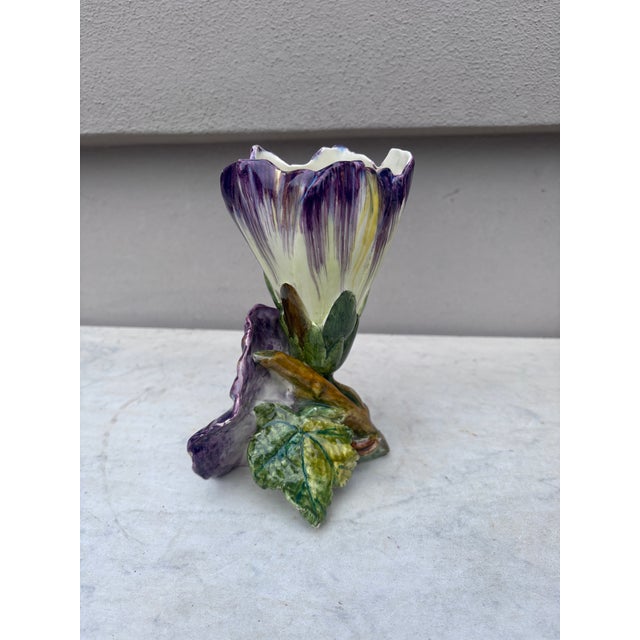 Late 19th Century 19th Century French Majolica Purple Flower Delphin Massier For Sale - Image 5 of 8