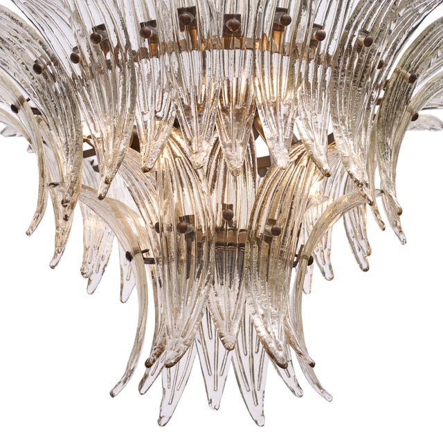 Gray Venetian Glass, Cristal’s Antico Leaf Chandelier by Barovier, Murano, Italy For Sale - Image 8 of 9