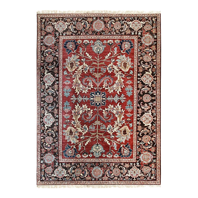 8x10 Lila Chic Coral Floral Modern Hand Knotted Wool Carpet Rug For Sale