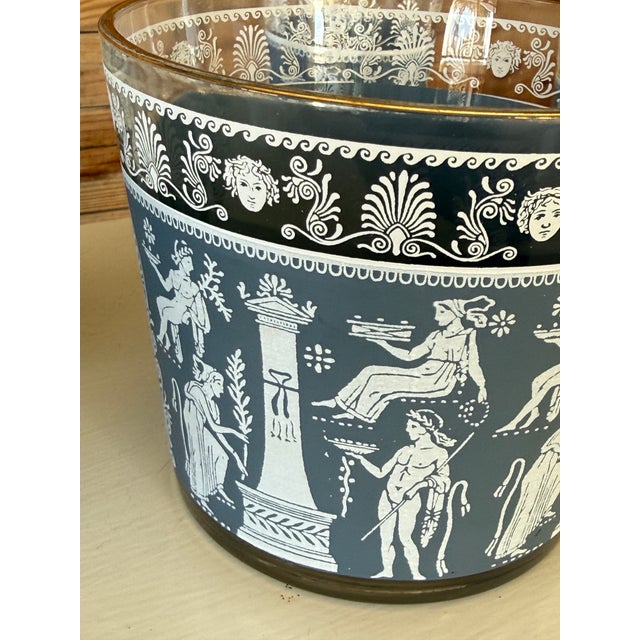 Mid 20th Century Vintage Jeannette Glass “Blue Corinthian Hellenic” Ice Bucket With Tumblers, Mid-20th Century – Set of 7 For Sale - Image 5 of 12
