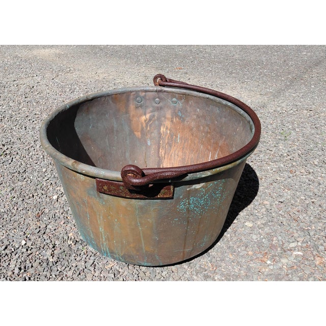 Antique Copper Apple Butter Kettle C. 1890 For Sale - Image 9 of 17