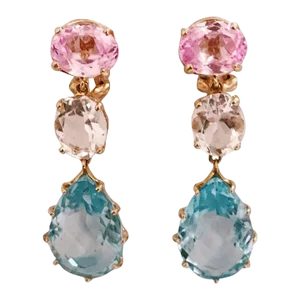 Christina Addison Multi Prong Three Stone Drop Earring